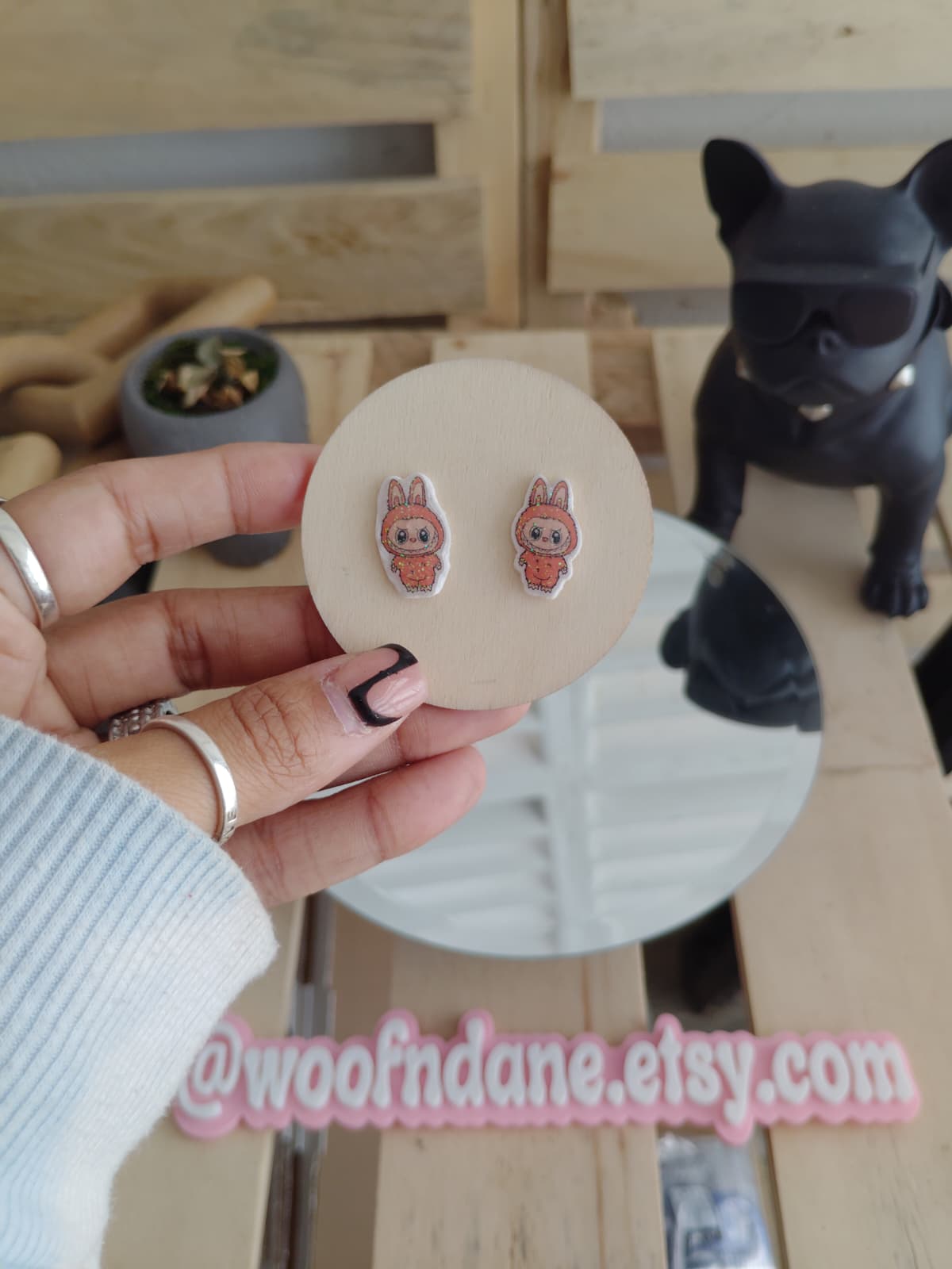 Labubu Bunny Resin Stud Earrings