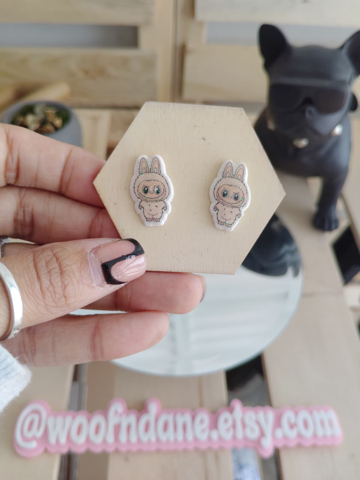 Labubu Bunny Resin Stud Earrings