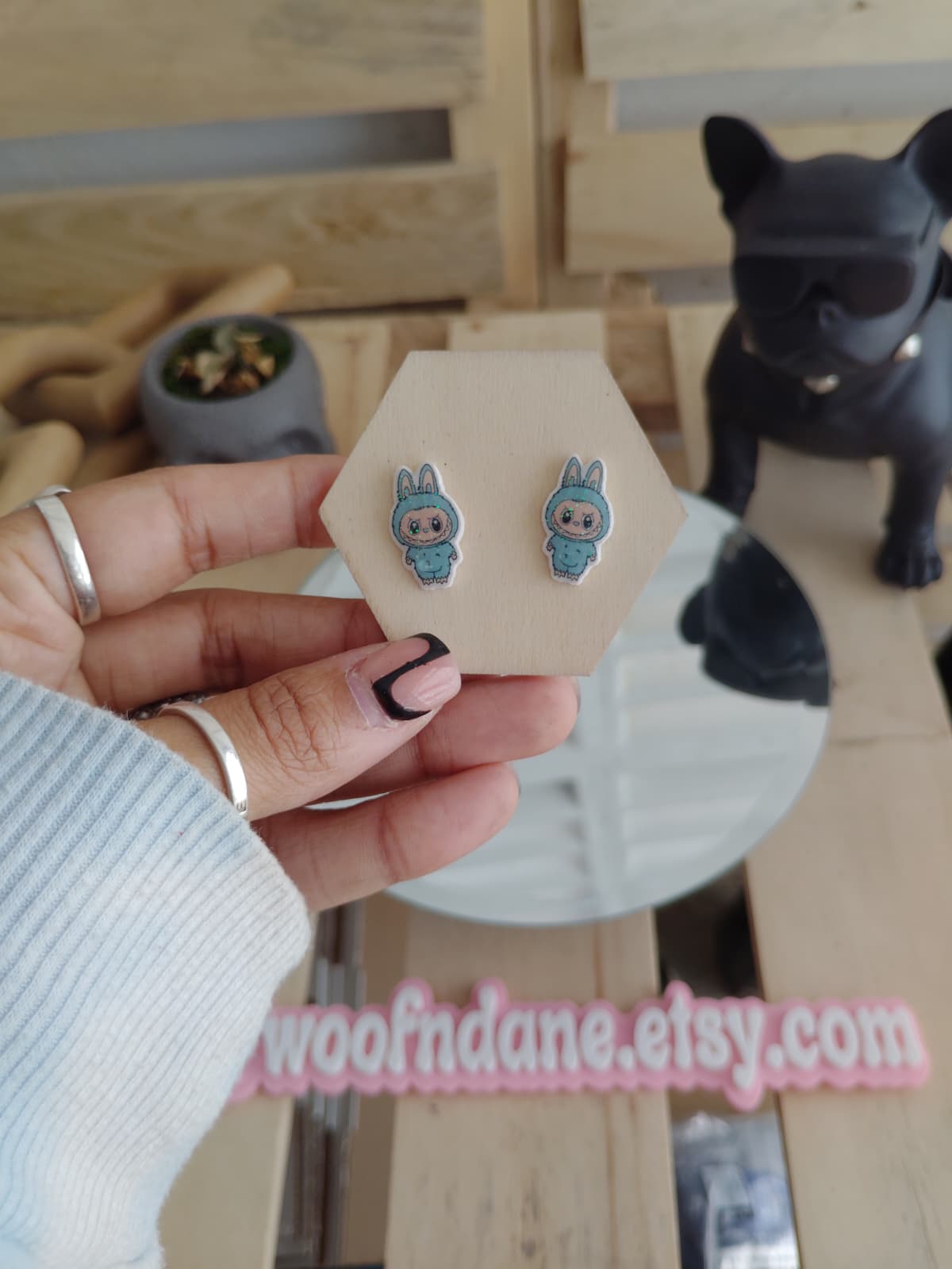 Labubu Bunny Resin Stud Earrings