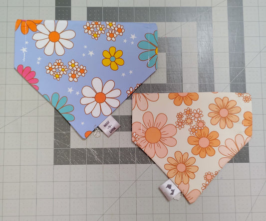 Retro Flower Power Over-the-Collar Reversible Dog Bandana