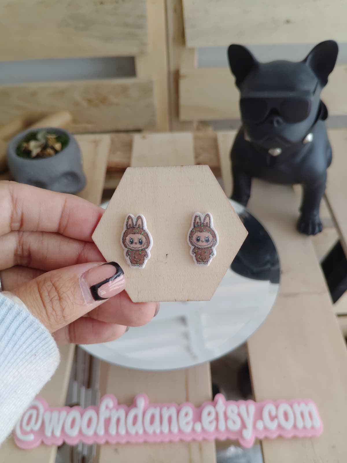 Labubu Bunny Resin Stud Earrings