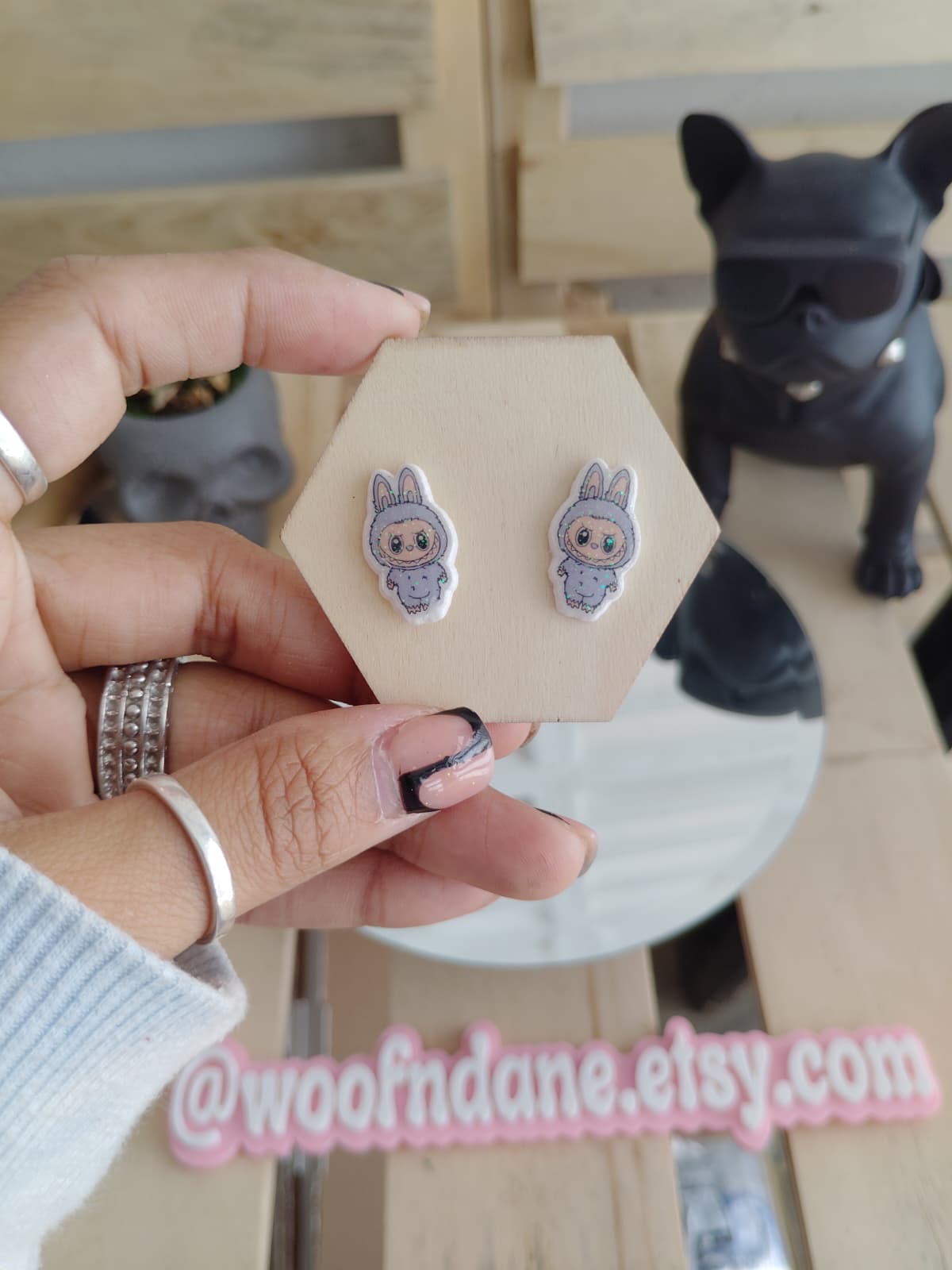 Labubu Bunny Resin Stud Earrings