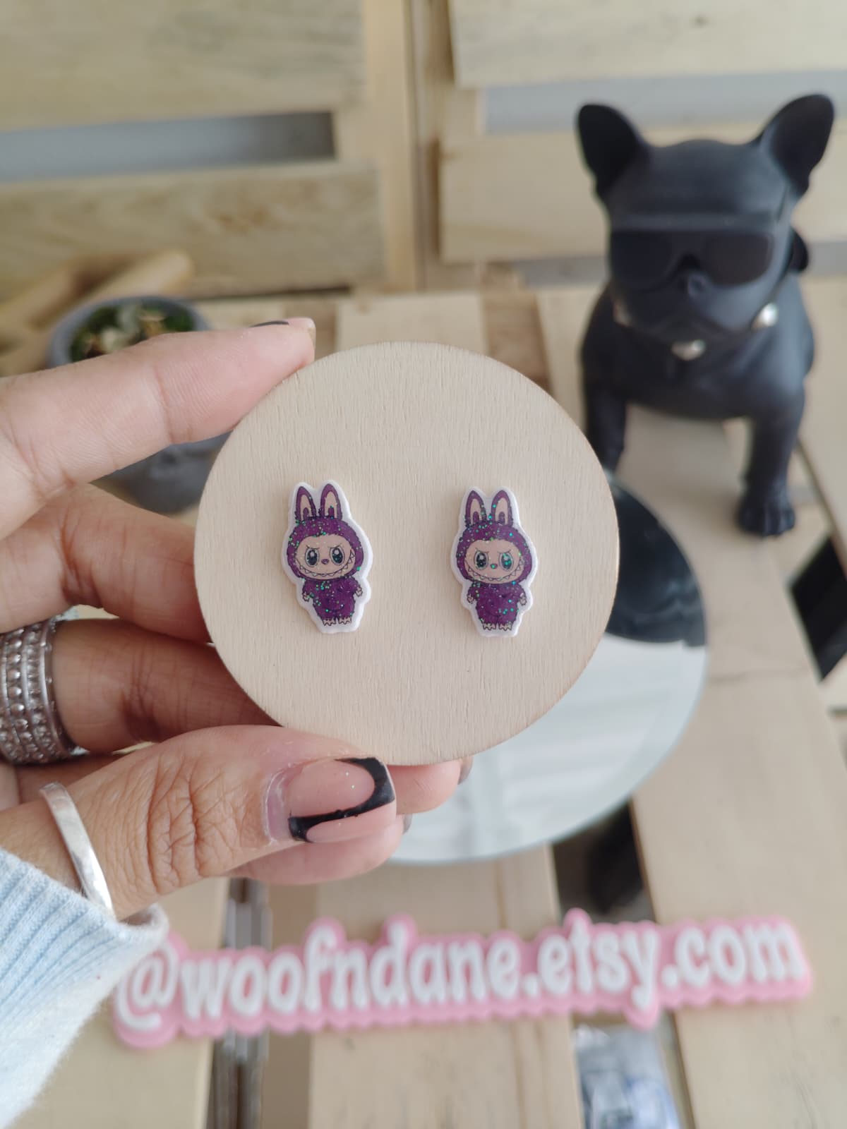 Labubu Bunny Resin Stud Earrings
