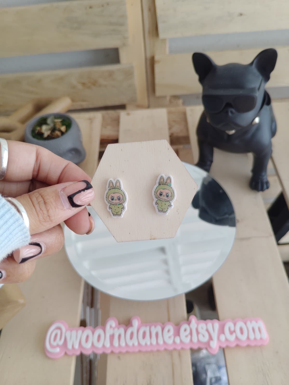 Labubu Bunny Resin Stud Earrings
