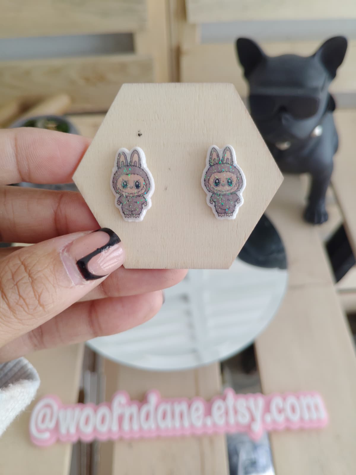 Labubu Bunny Resin Stud Earrings