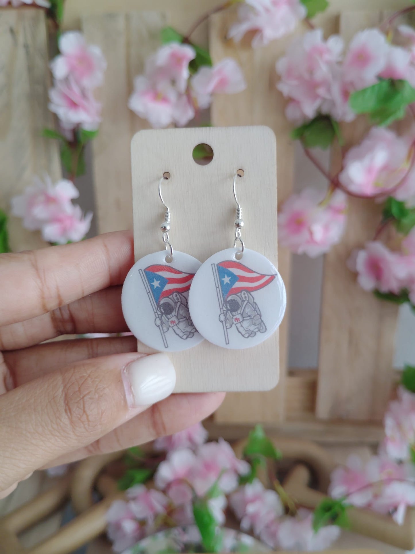 Puerto Rico PE-ERRE Themed Dangle Earrings