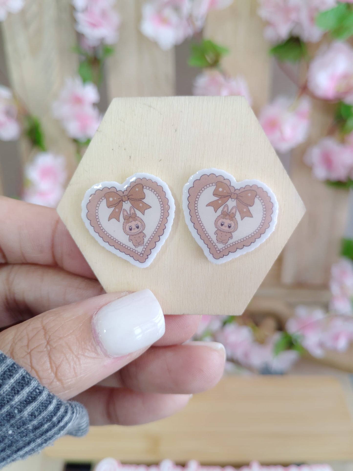 Labubu Bunny Heart Resin Earrings