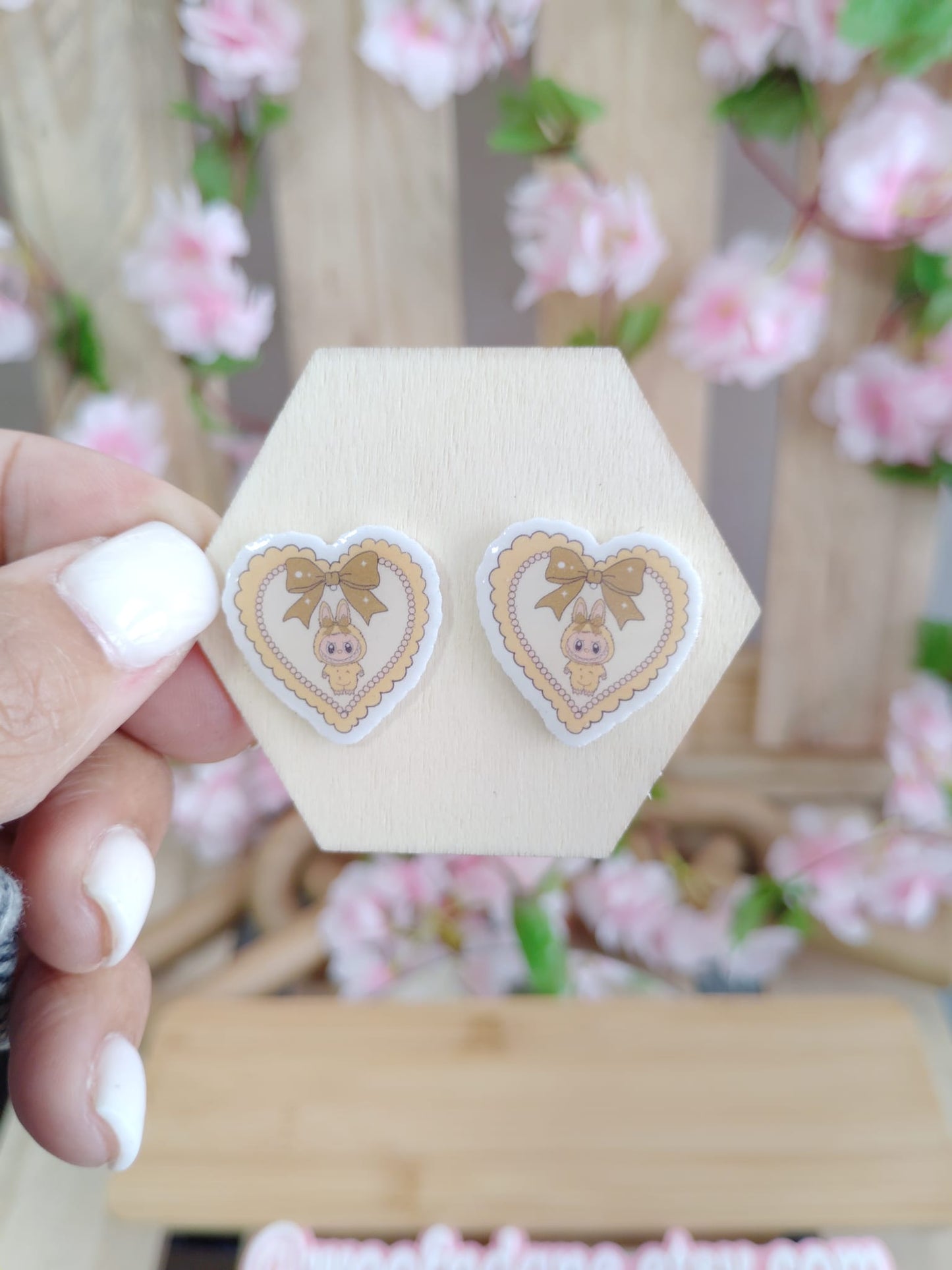 Labubu Bunny Heart Resin Earrings