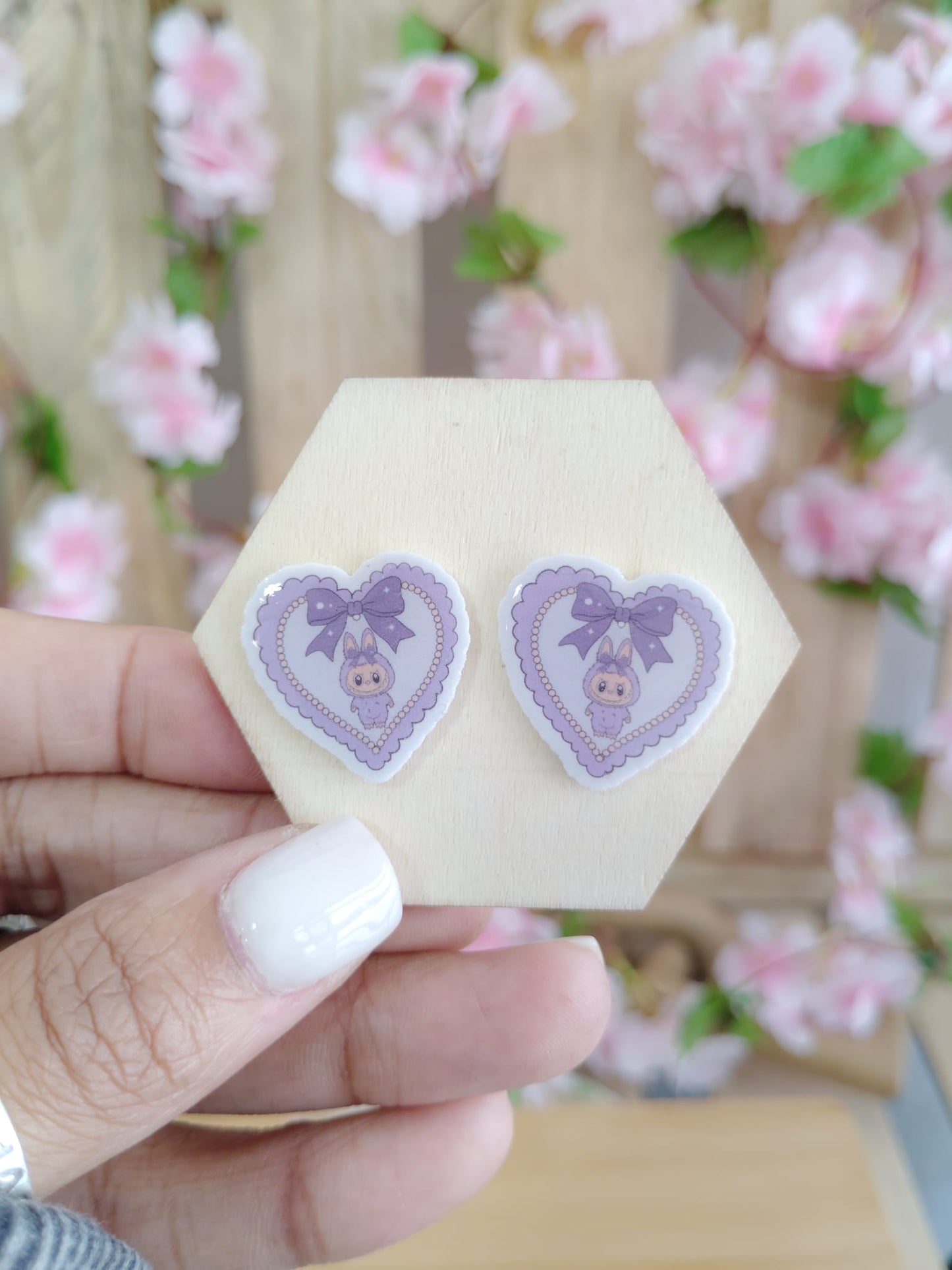 Labubu Bunny Heart Resin Earrings