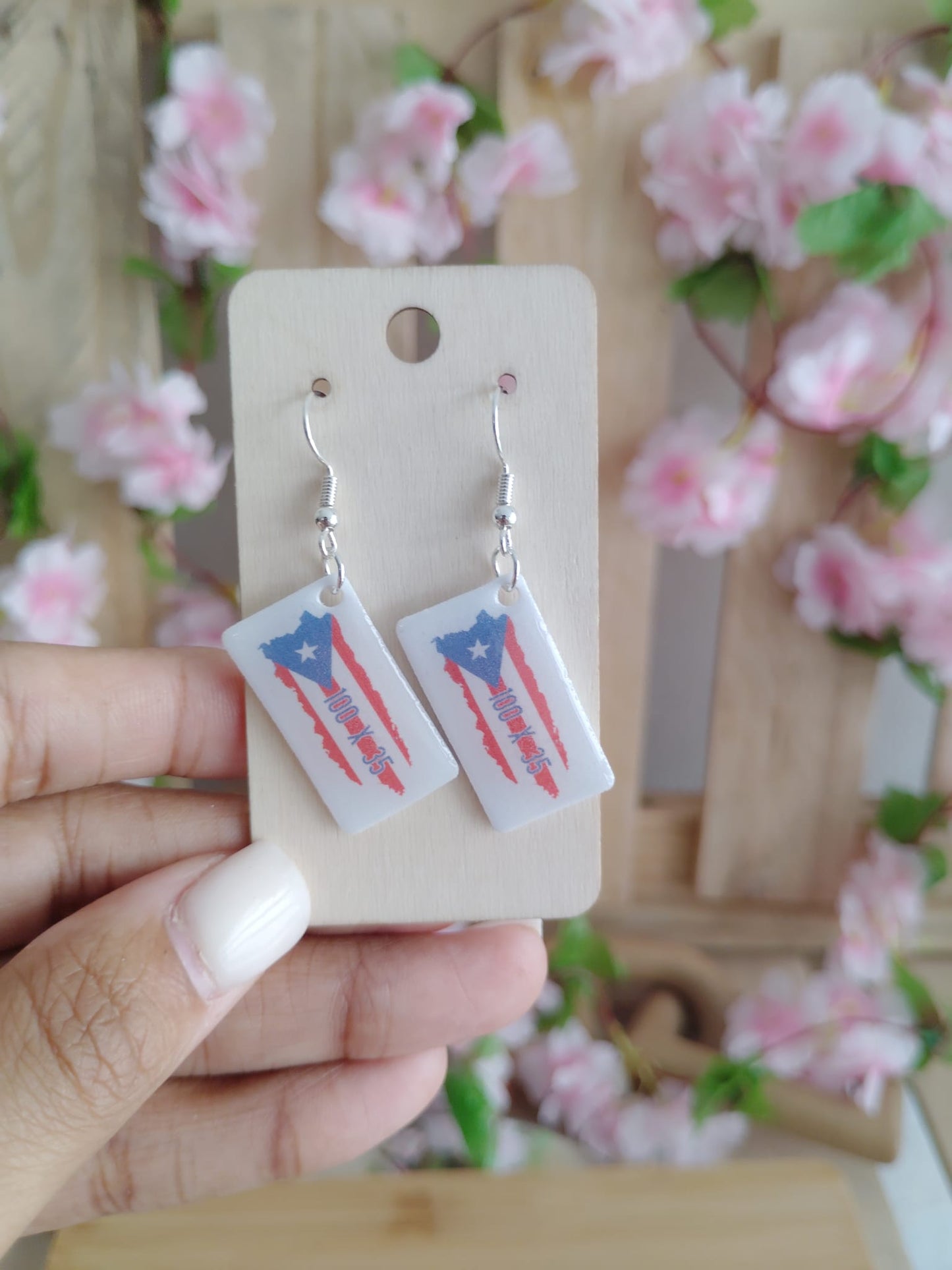 Puerto Rico PE-ERRE Themed Dangle Earrings