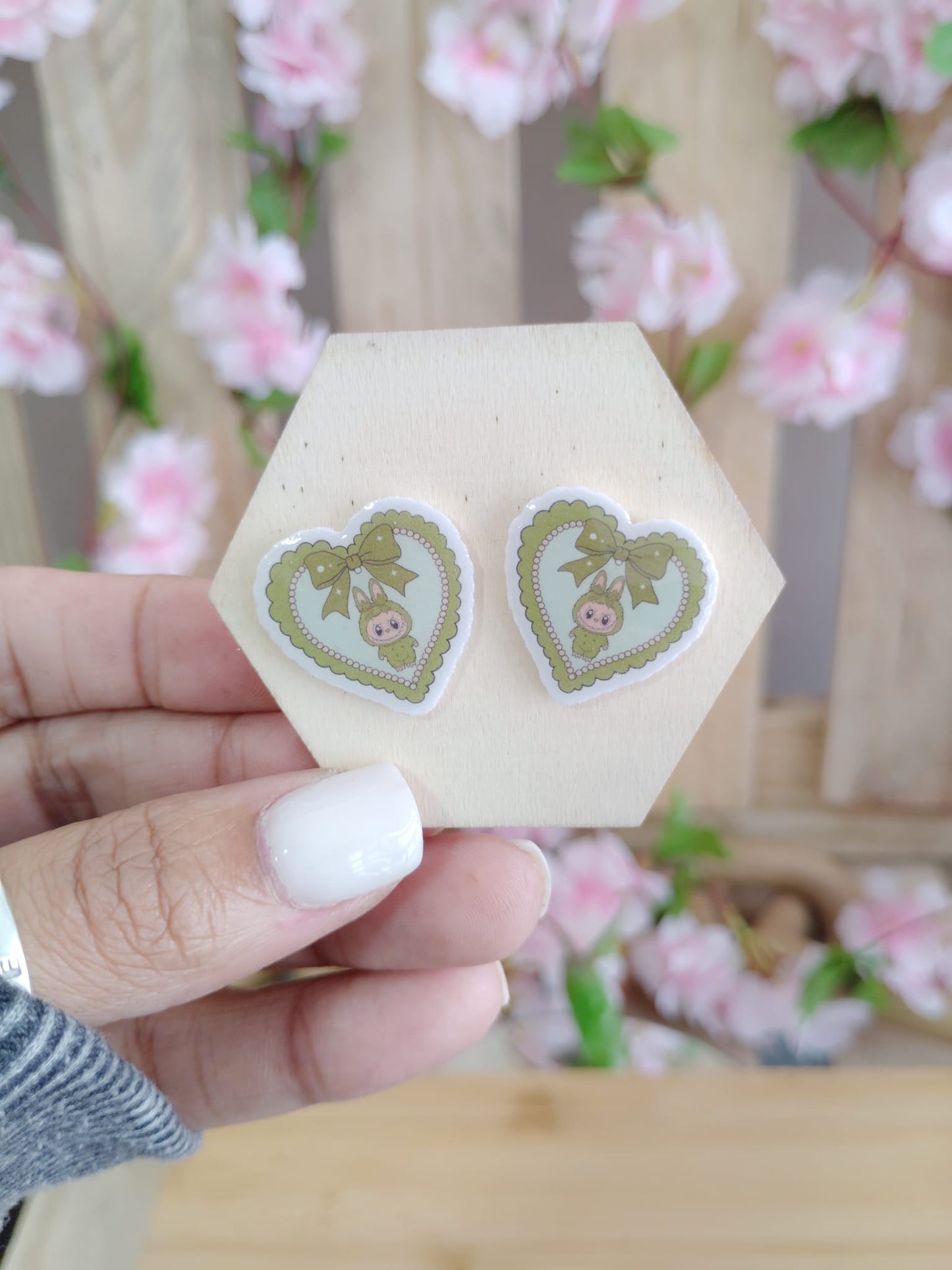 Labubu Bunny Heart Resin Earrings