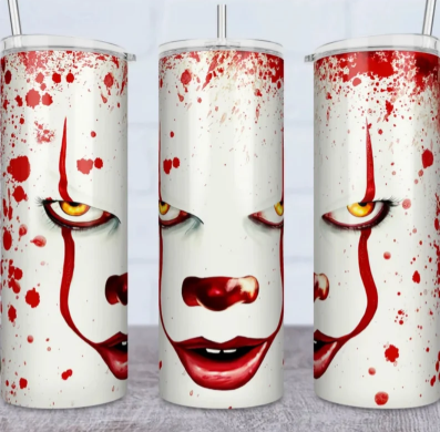 Pennywise Horror 20oz Tumbler – IT Clown Blood Splatter Cup