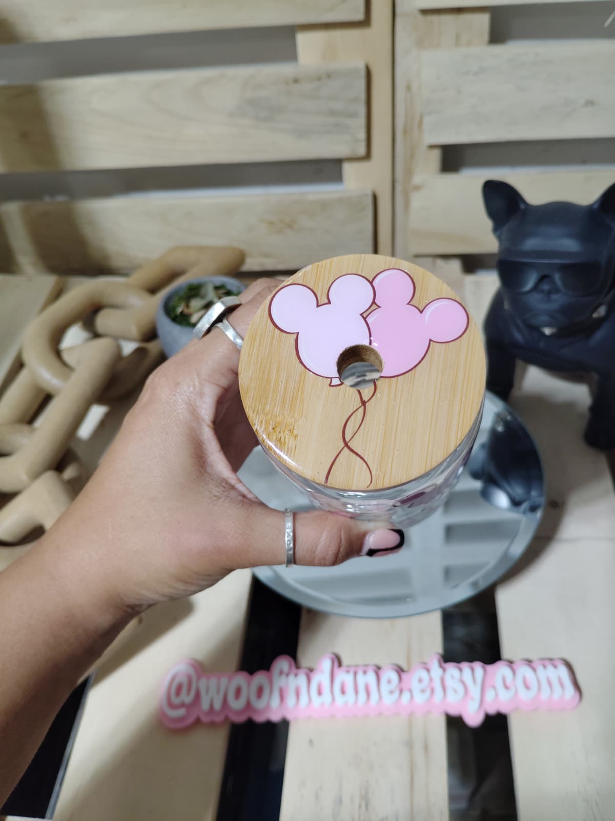 Pastel Pink Disney 16oz Glass Can