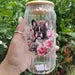 Floral Dog Glass Can Tumbler - 16oz