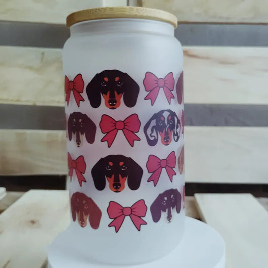 Dachshund Glass Can Tumbler: Frosted 16oz