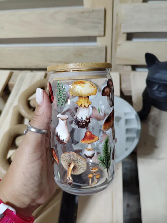 Mushroom Glass Can Tumbler 16oz