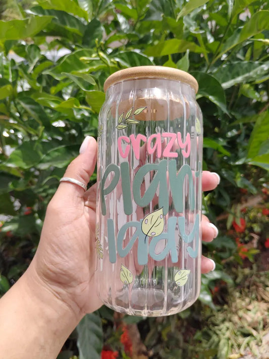 Crazy Plant Lady Glass Can