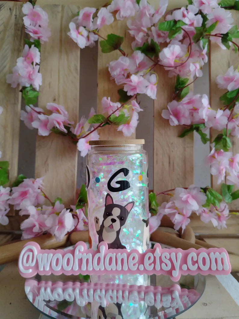 Cartoon Dogs Glass Can - 16oz