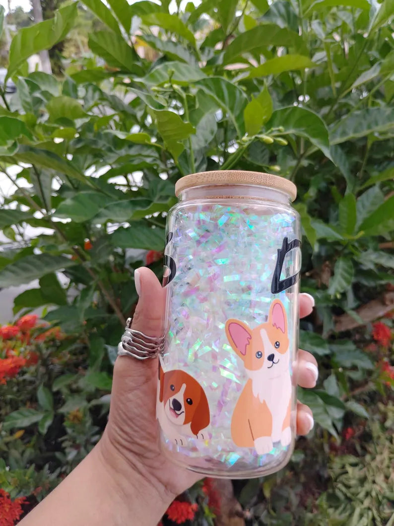 Cartoon Dogs Glass Can - 16oz