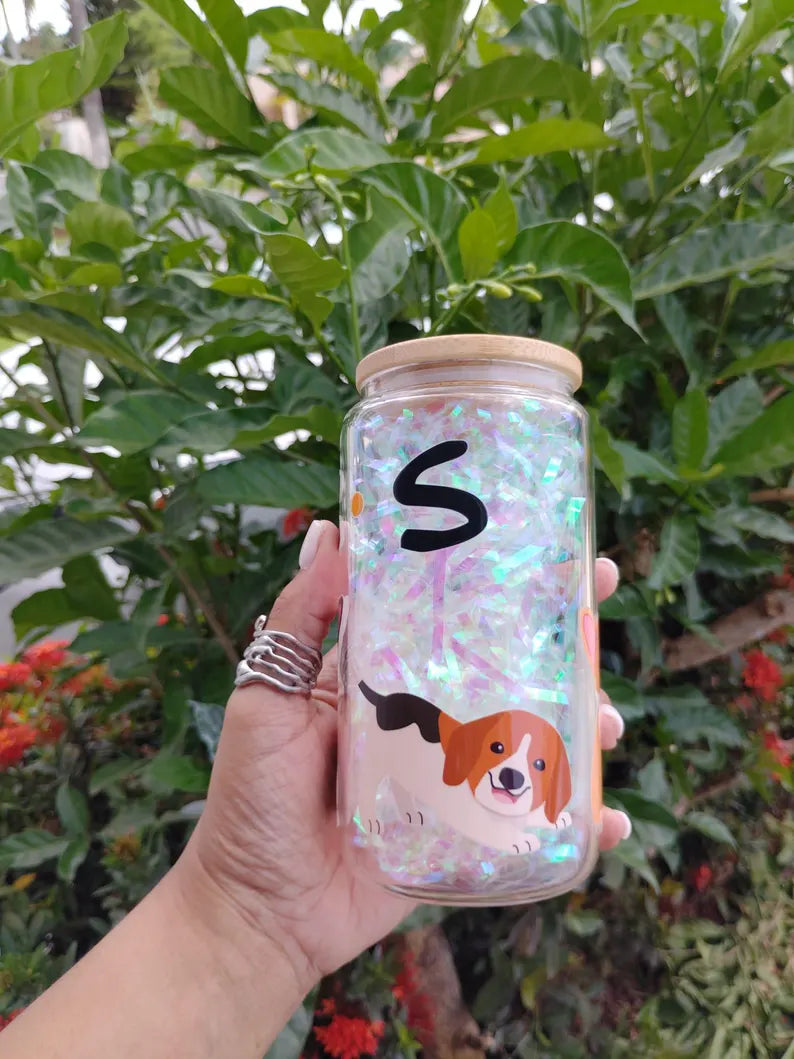 Cartoon Dogs Glass Can - 16oz