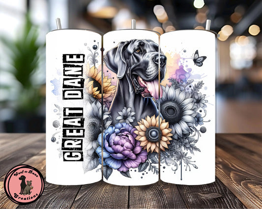 Great Dane Floral Tumbler