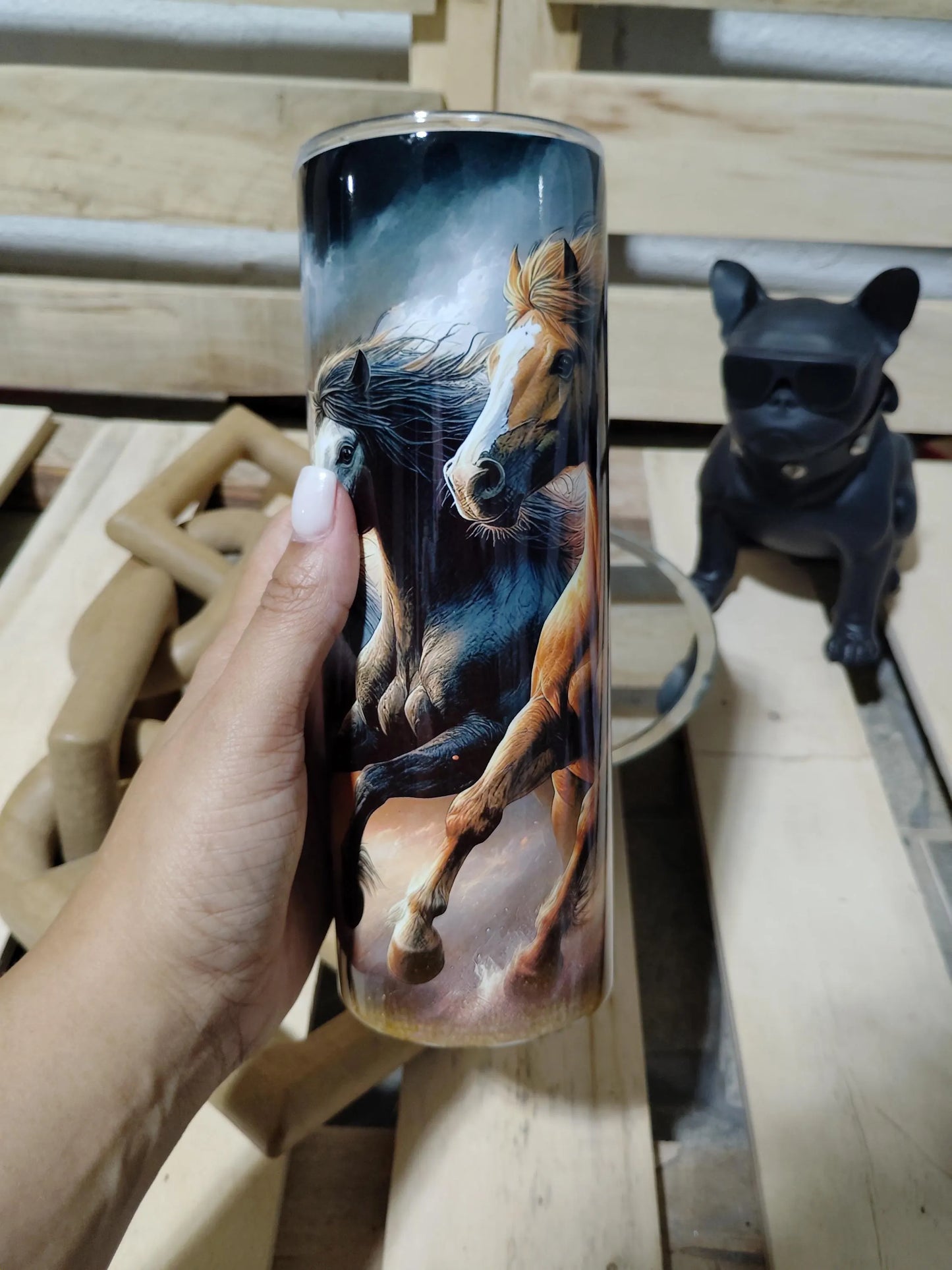 Galloping Horses Tumbler: 20oz Stainless Steel Western Cup
