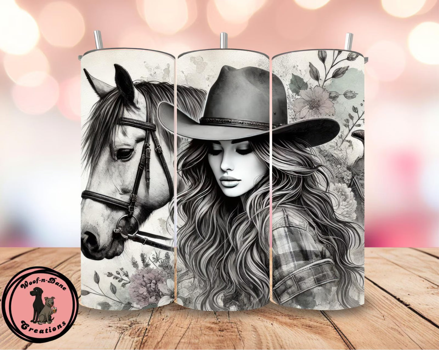 Cowgirl Horse Tumbler: 20oz Stainless Steel Floral Western Cup