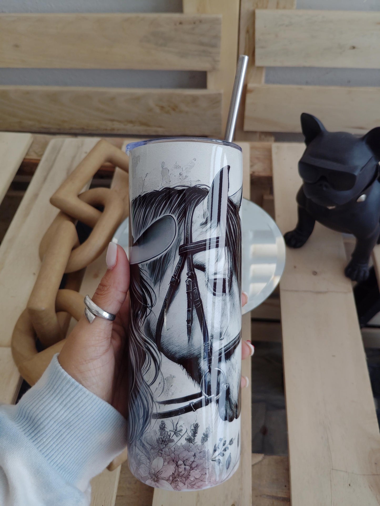 Cowgirl Horse Tumbler: 20oz Stainless Steel Floral Western Cup