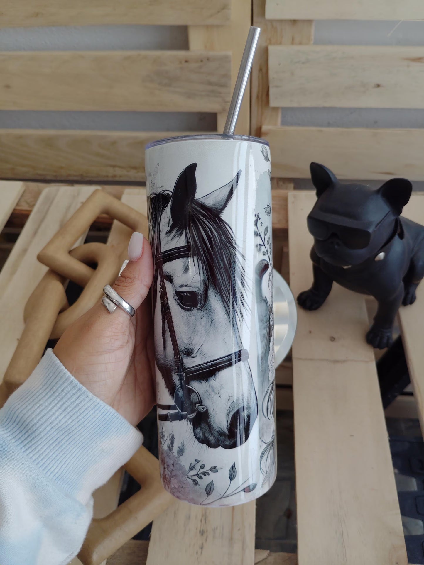 Cowgirl Horse Tumbler: 20oz Stainless Steel Floral Western Cup