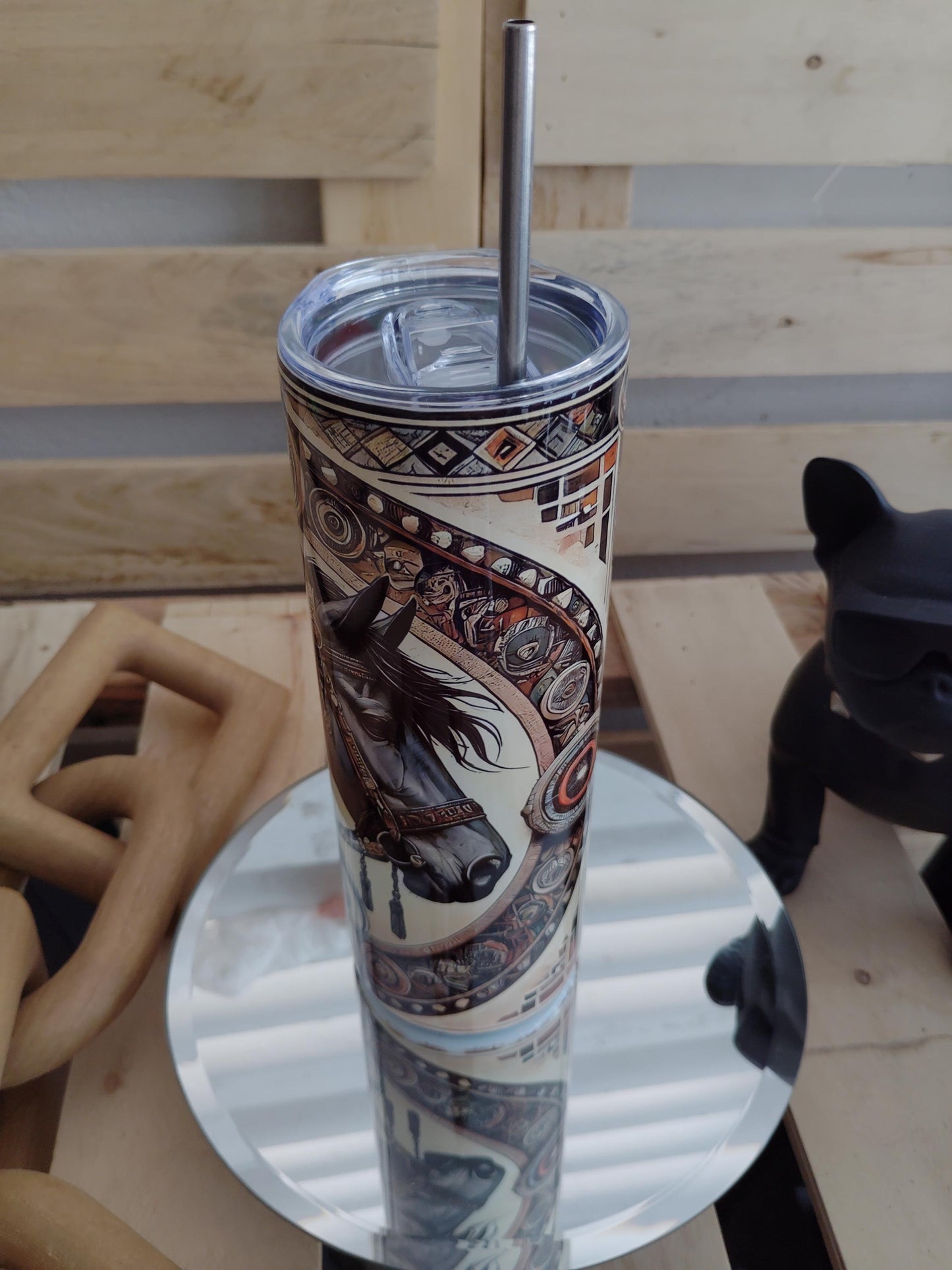 Western Horse Tumbler: Native Style Boho Cup (20oz)