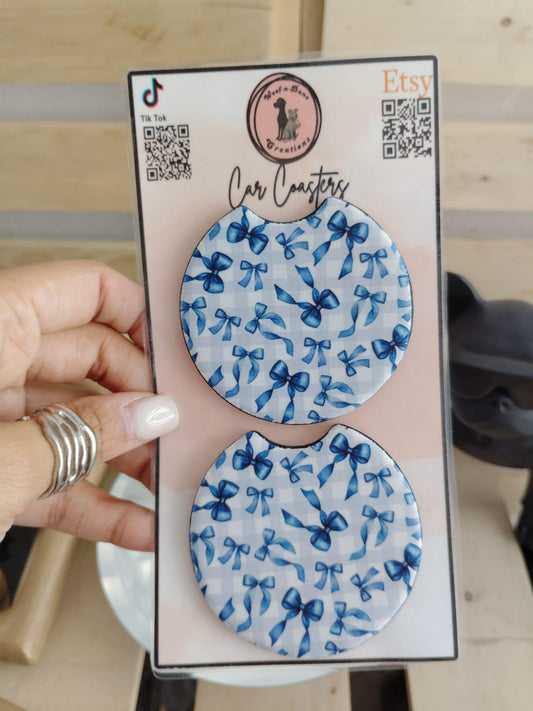 Cute Coquette Bow Style Car Coasters