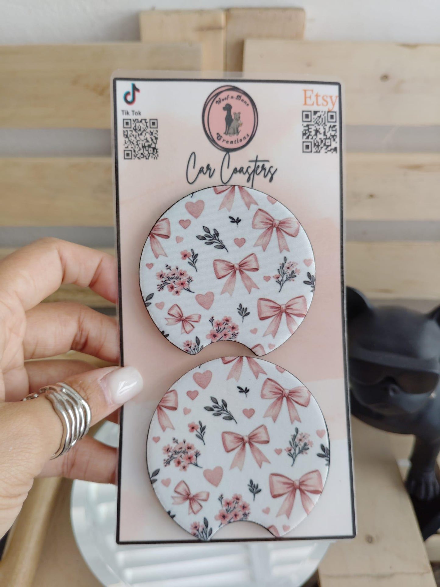 Cute Coquette Bow Style Car Coasters
