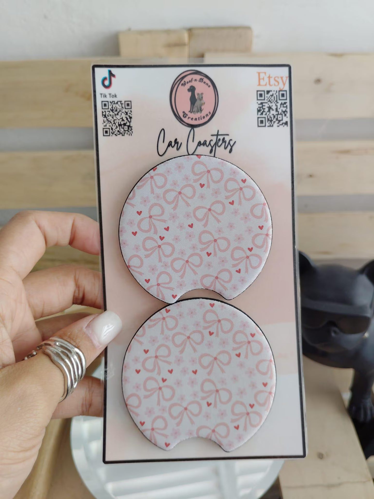 Cute Coquette Bow Style Car Coasters