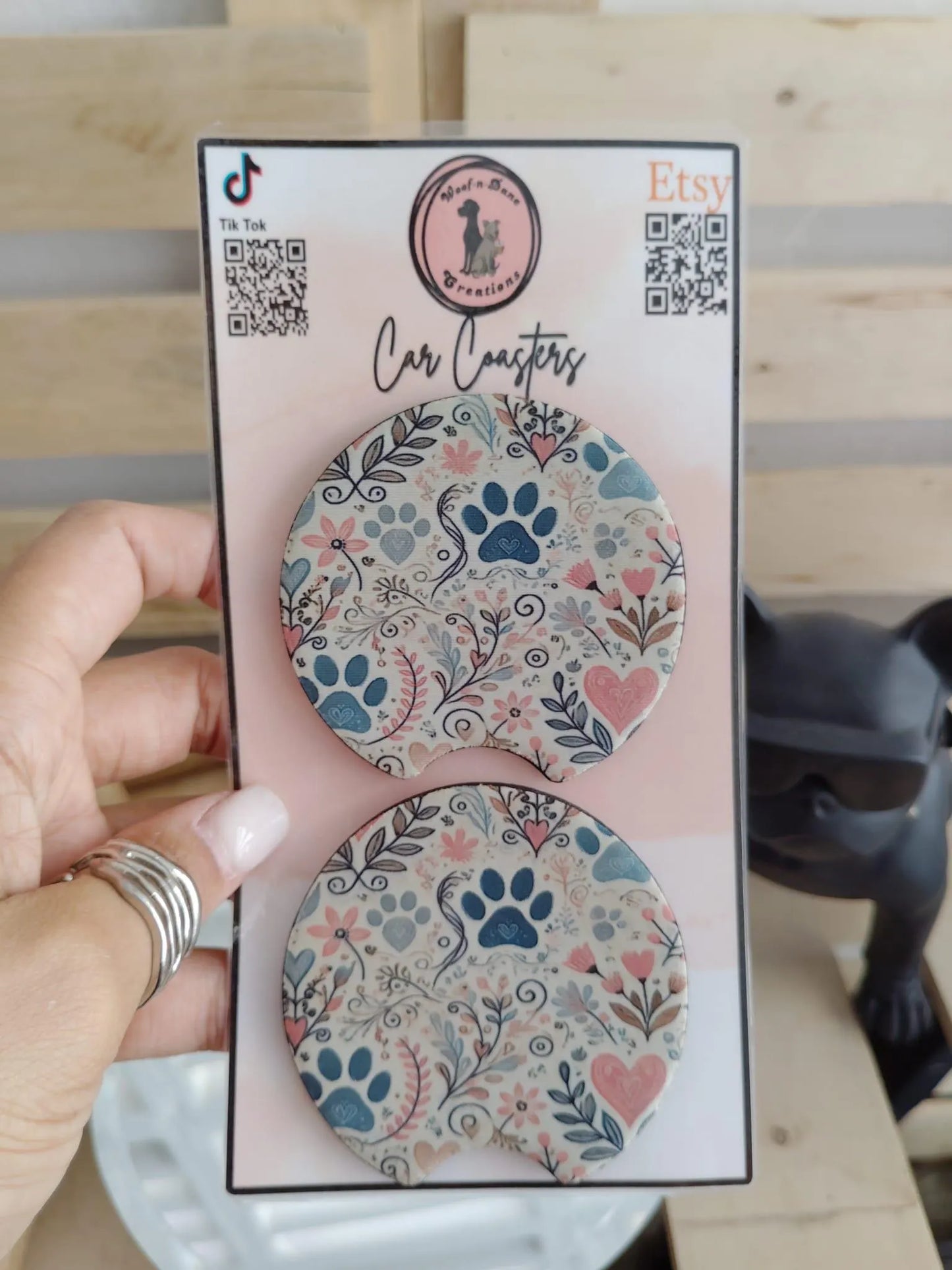 Paw Print Car Coasters