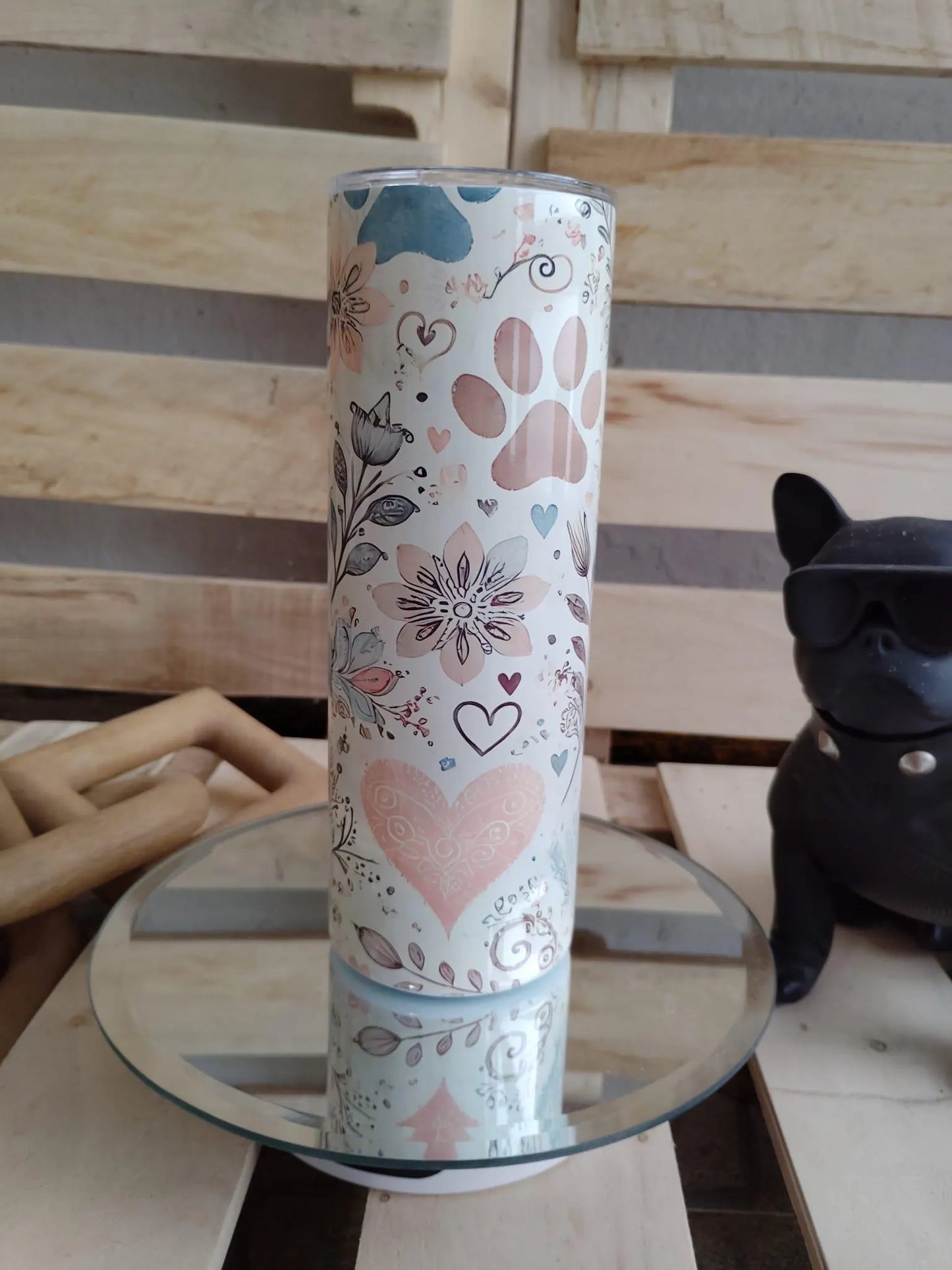 Floral Paw Print Tumbler – 20oz Stainless Steel | Dog Mom Gift | Animal Lover Drinkware