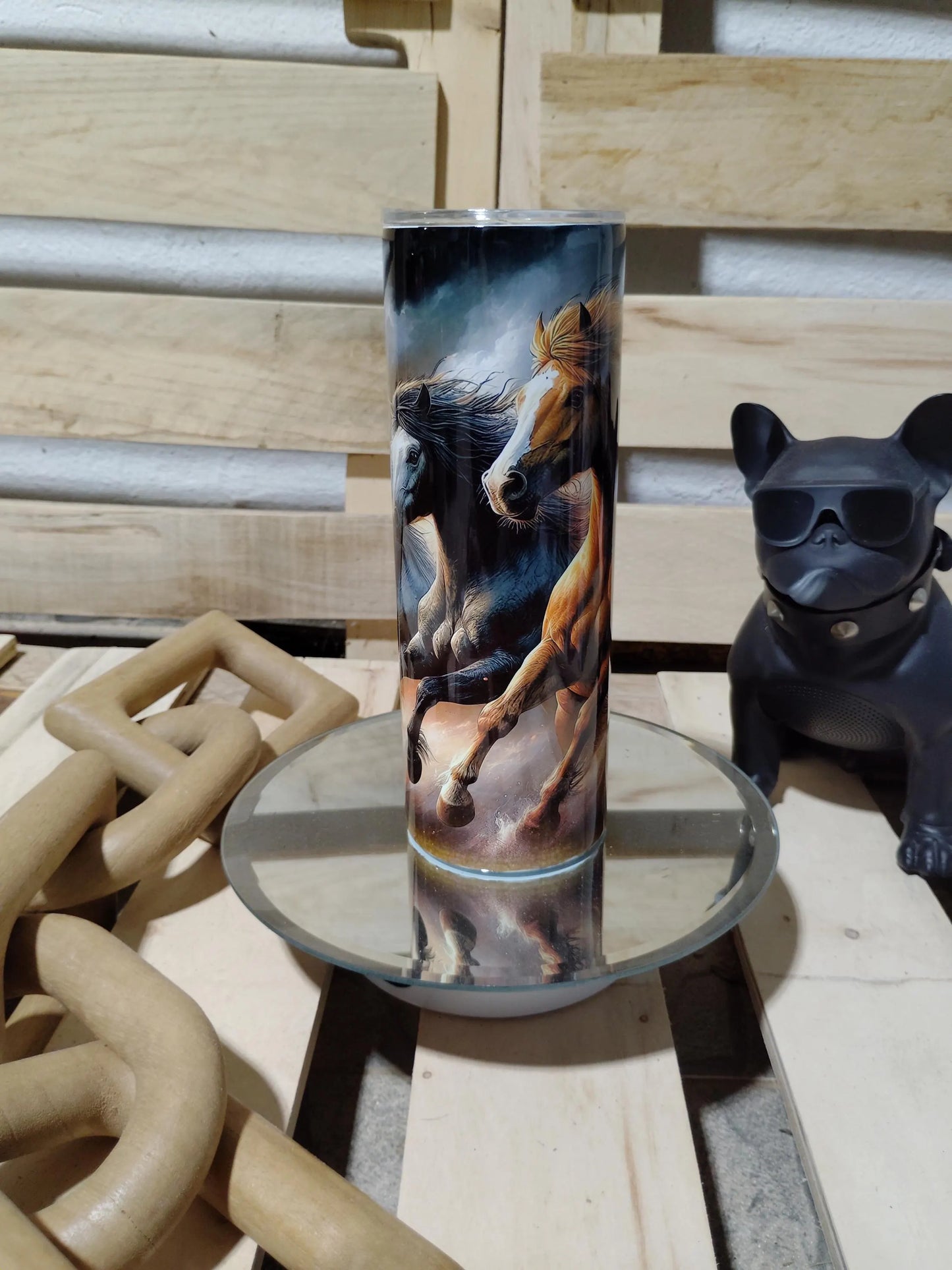 Galloping Horses Tumbler: 20oz Stainless Steel Western Cup