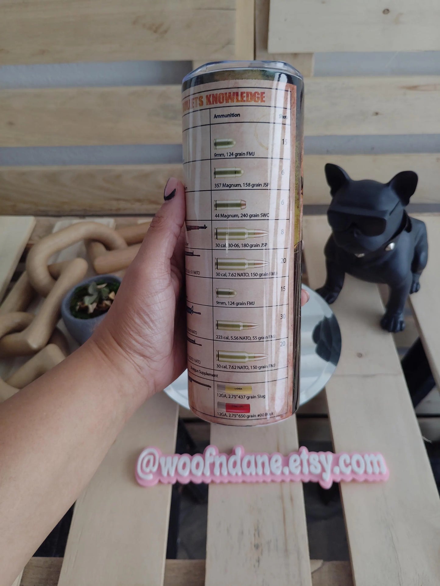 Guns & Bullets Knowledge Tumbler – 20oz Stainless Steel