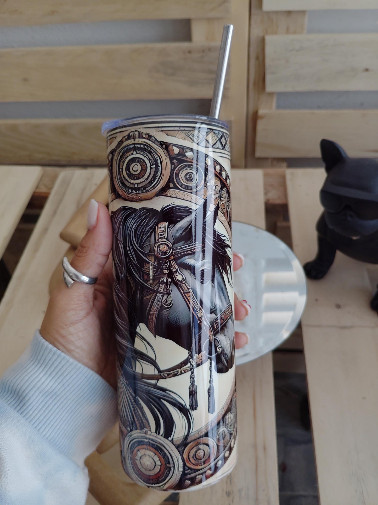 Western Horse Tumbler: Native Style Boho Cup (20oz)