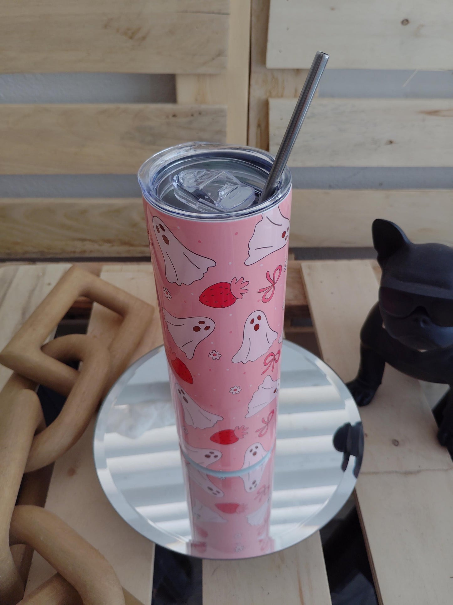 Strawberry Ghost Pink Tumbler – 20oz Stainless Steel Cup