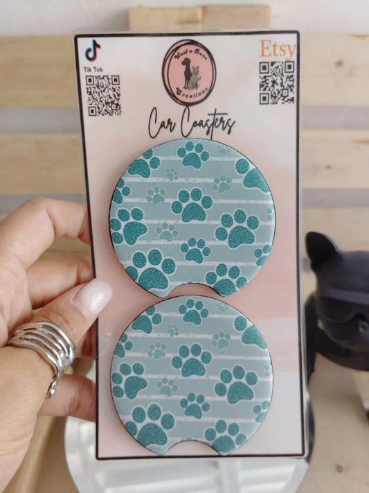 Paw Print Car Coasters