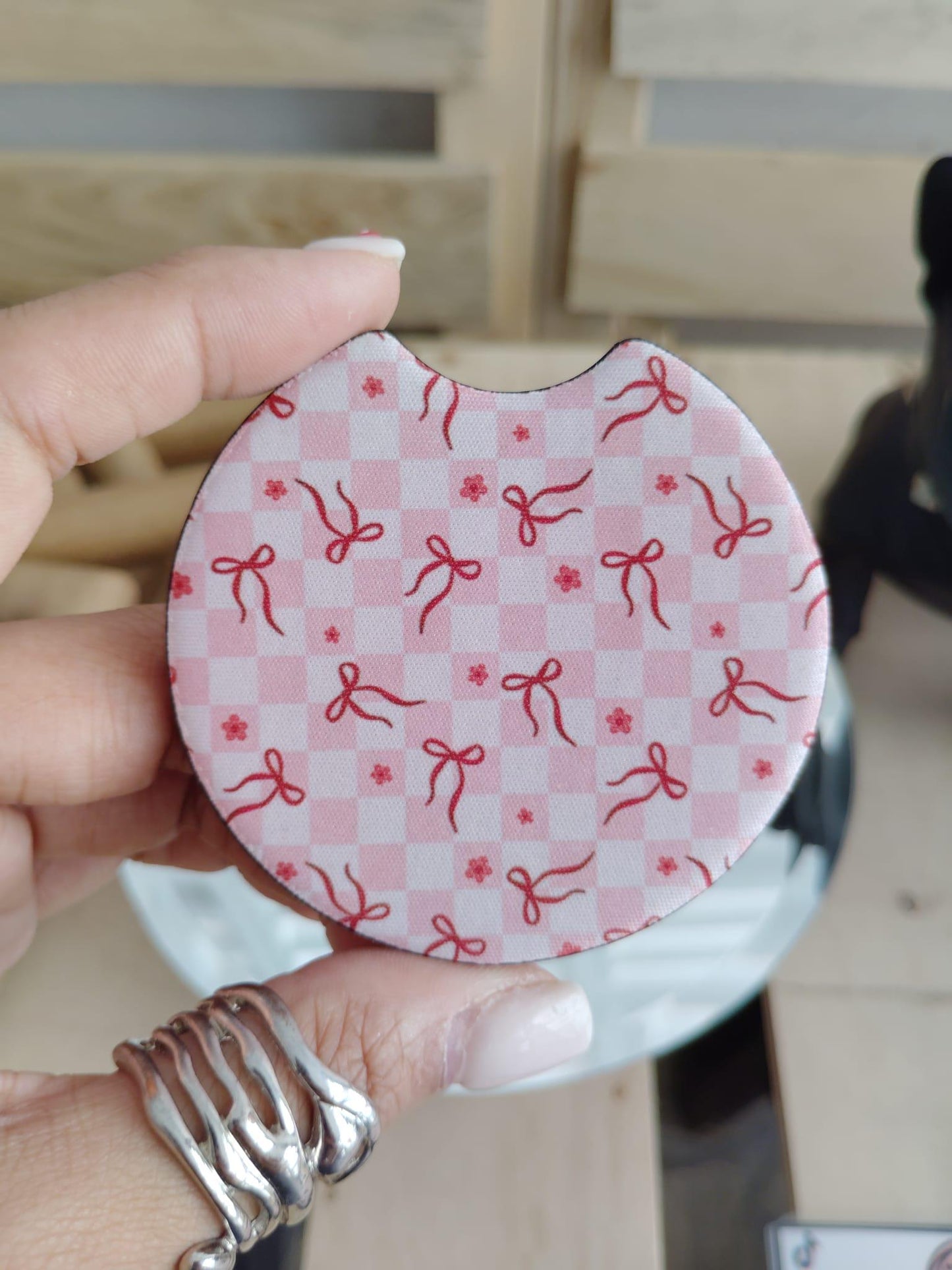 Cute Coquette Bow Style Car Coasters