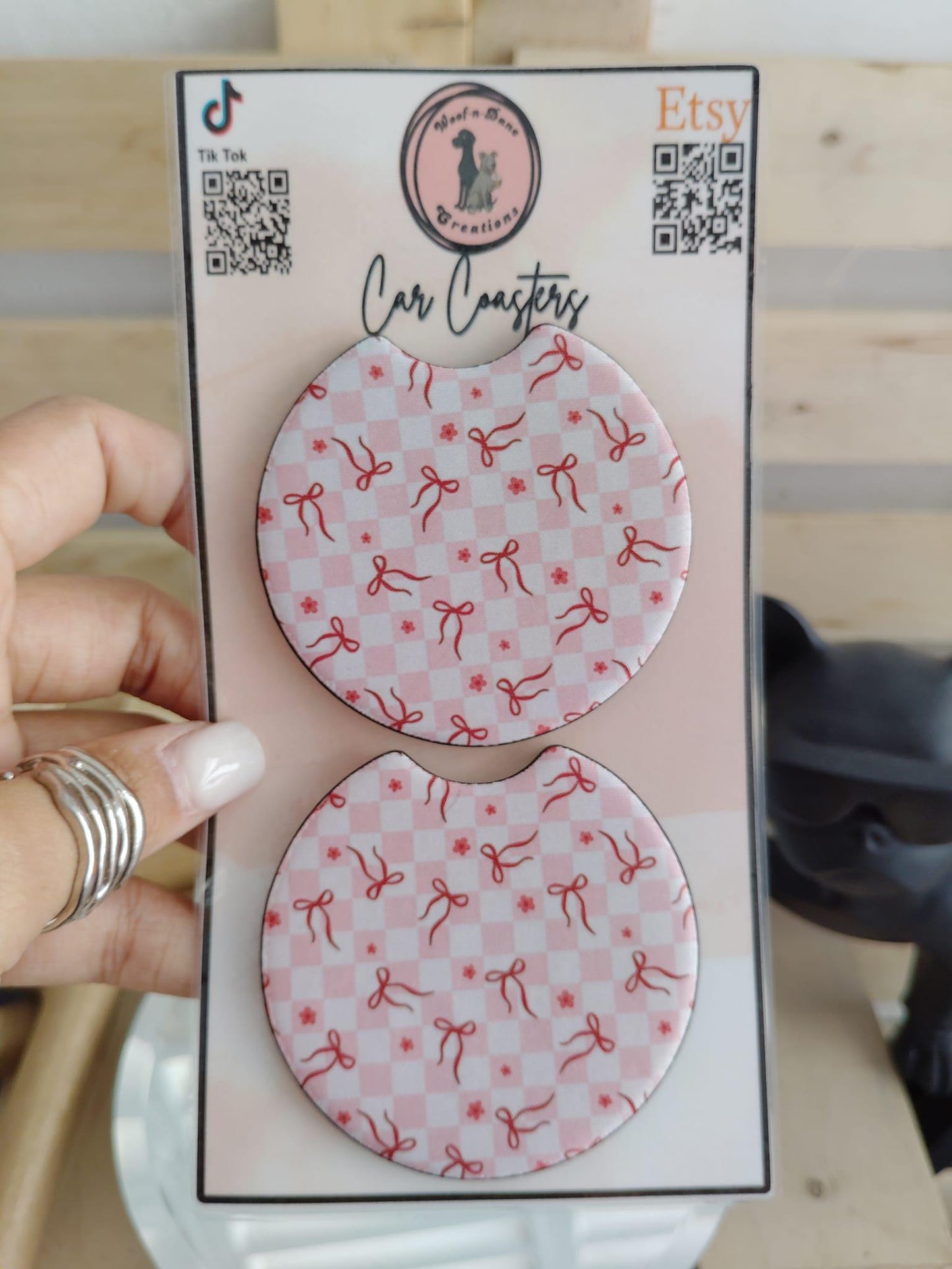Cute Coquette Bow Style Car Coasters