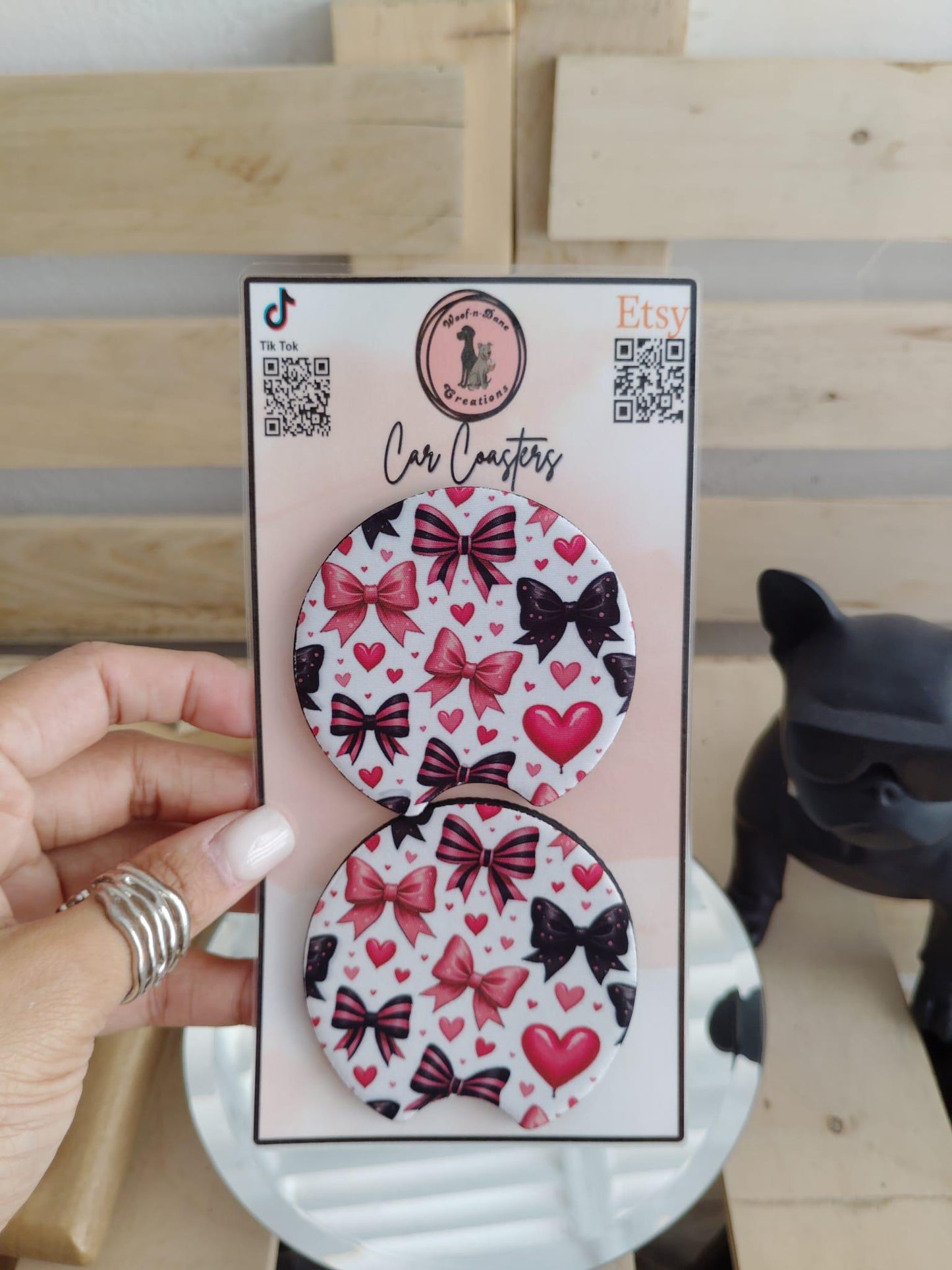 Cute Coquette Bow Style Car Coasters