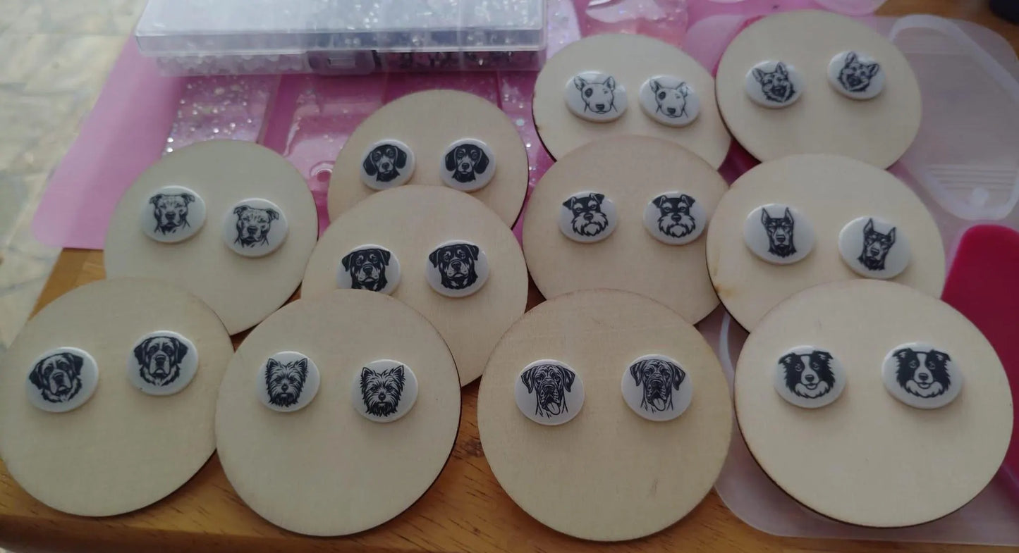 Dog Breed Stud Earrings | Handmade Resin Pet Lover Jewelry | Hypoallergenic Dog Face Studs