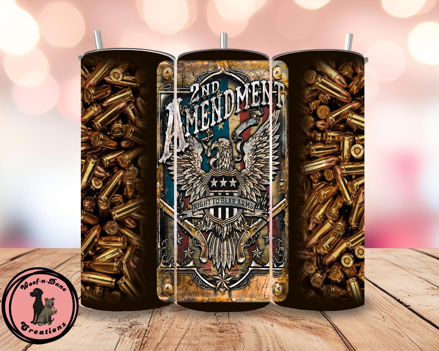 2nd Amendment Tumbler | Right to Bear Arms 20oz Skinny Cup | Patriotic Bullet Design