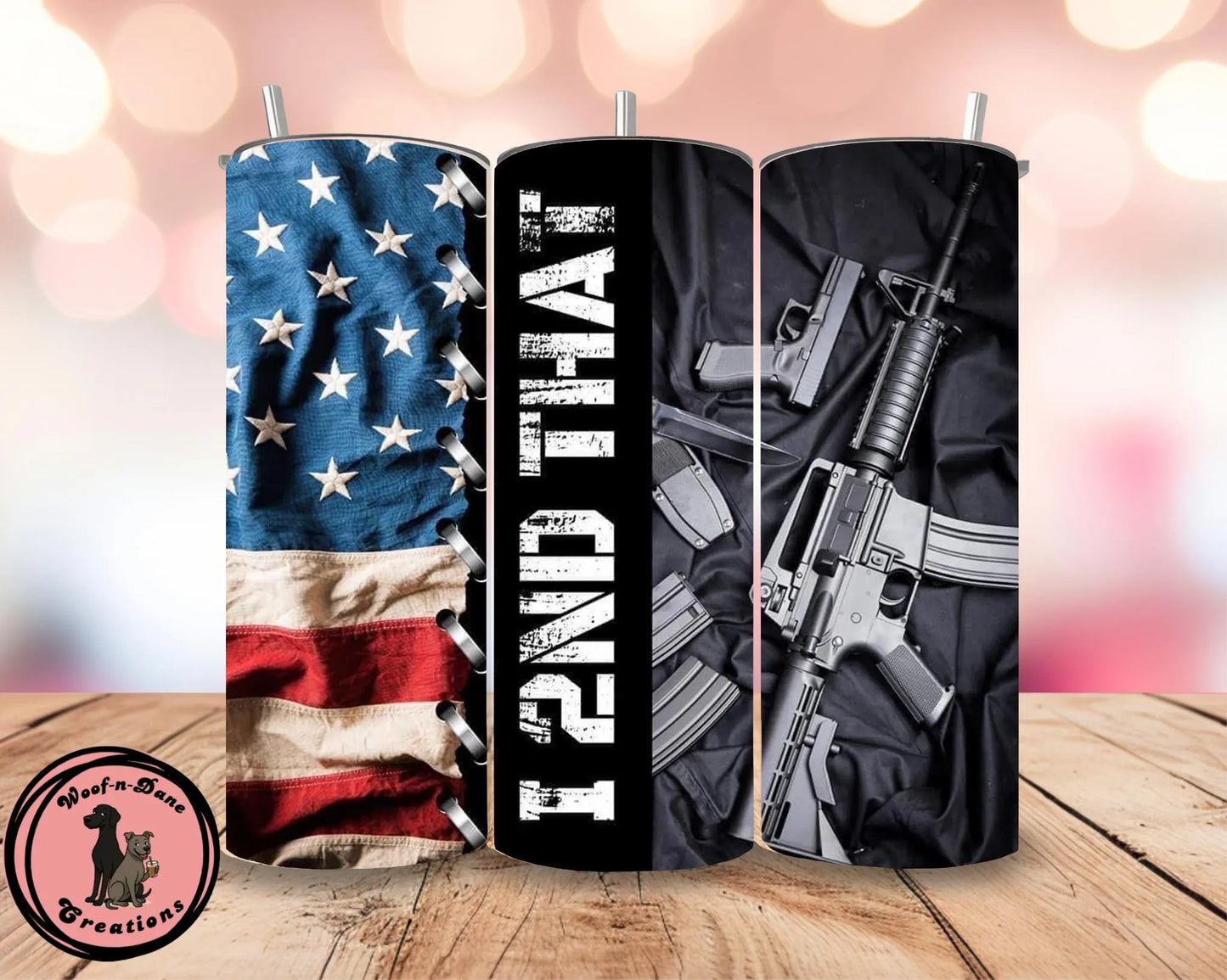 I 2nd That Tumbler | 20oz Patriotic Rifle Skinny Cup | USA Flag & Gun Rights Mug
