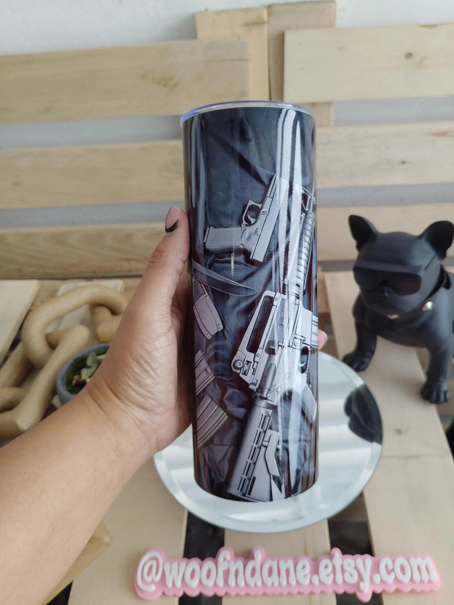 I 2nd That Tumbler | 20oz Patriotic Rifle Skinny Cup | USA Flag & Gun Rights Mug