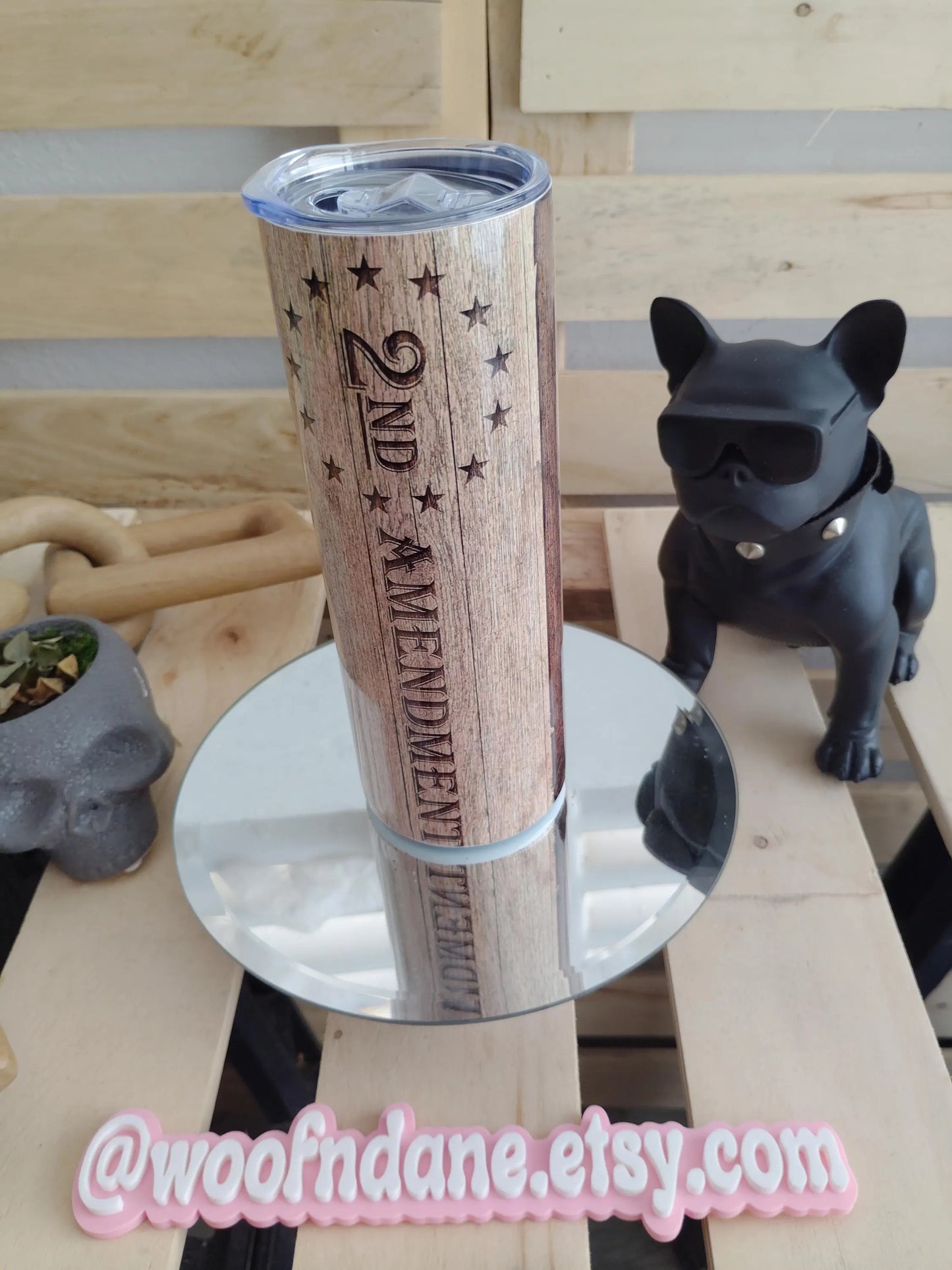 Engraved 2nd Amendment Tumbler | 20oz Rustic Wood Look Cup | Patriotic 1776 Design