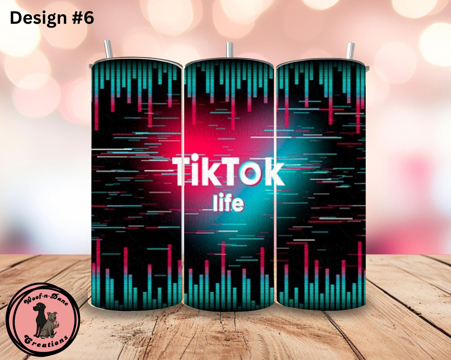 TikTok Influencer Tumbler: Neon Social Media Design, Stainless Steel Straw
