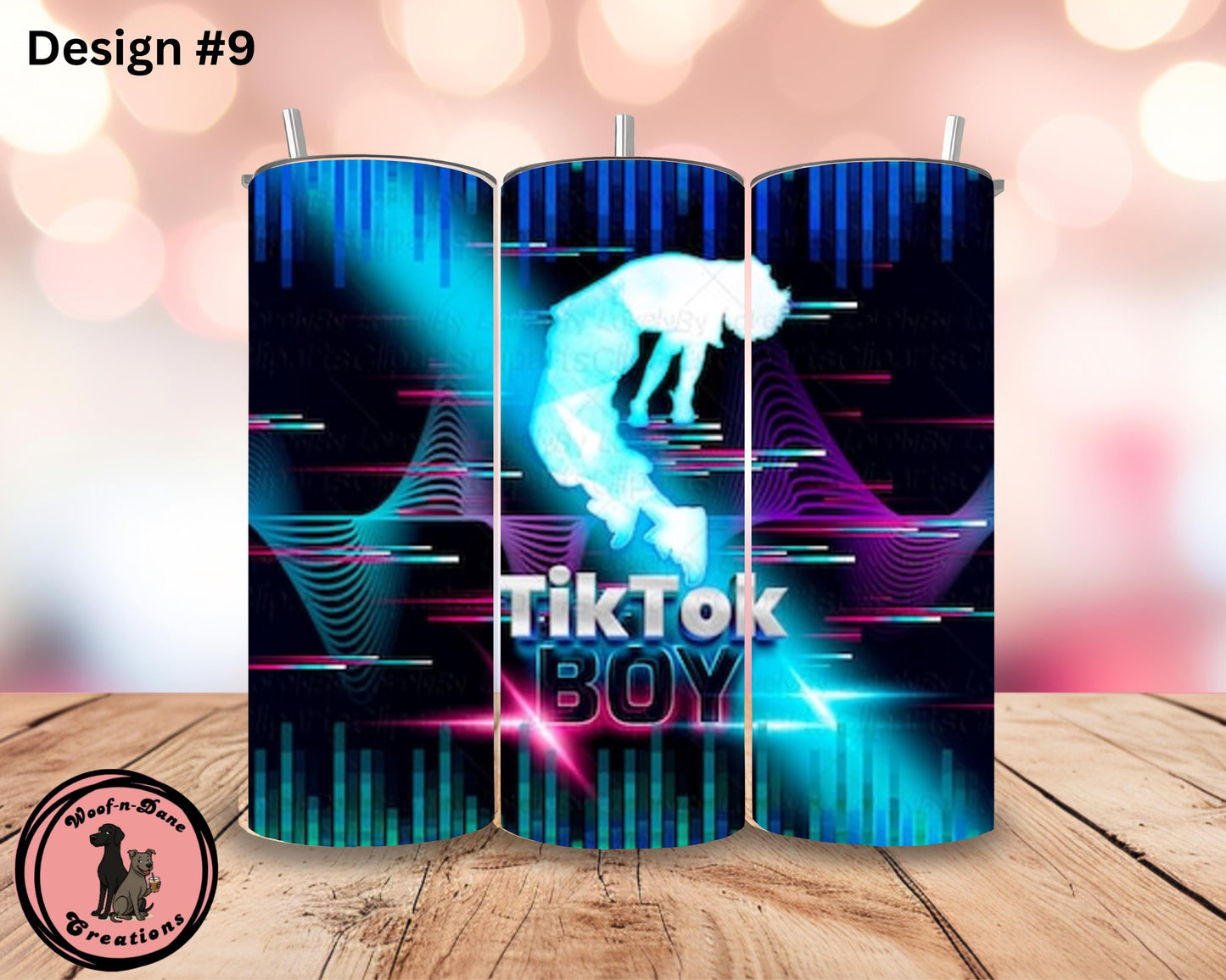 TikTok Influencer Tumbler: Neon Social Media Design, Stainless Steel Straw